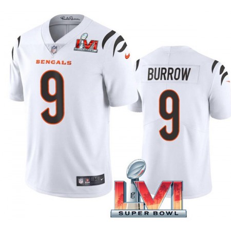 Tröjor Cincinnati Bengals Joe Burrow 9 Vit 2022 Super Bowl LVI Vapor Limited - Män Tröjor Cincinnati Bengals Joe Burrow 9 Vit 2022 Super Bowl LVI Vapor Limited - Män